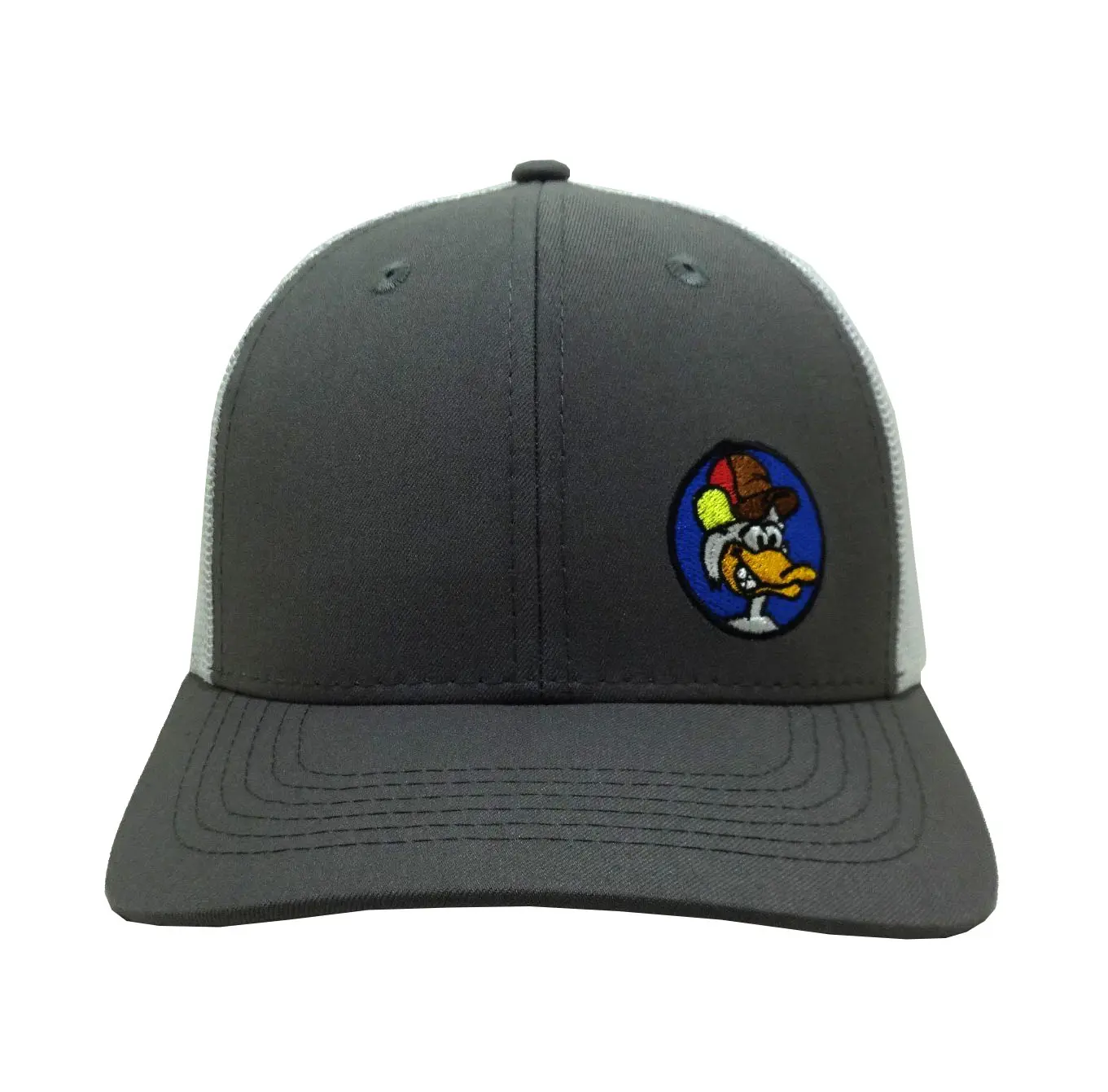 2D Embroidery Unisex 6-Panel Curved Brim High Quality Grey Color Medium Profile Trucker Hat from Vietnam Supplier 1