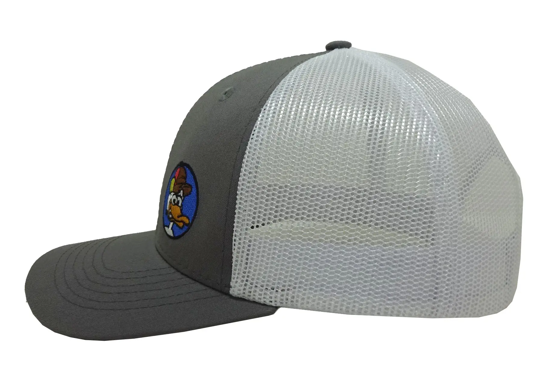 2D Embroidery Unisex 6-Panel Curved Brim High Quality Grey Color Medium Profile Trucker Hat from Vietnam Supplier 3