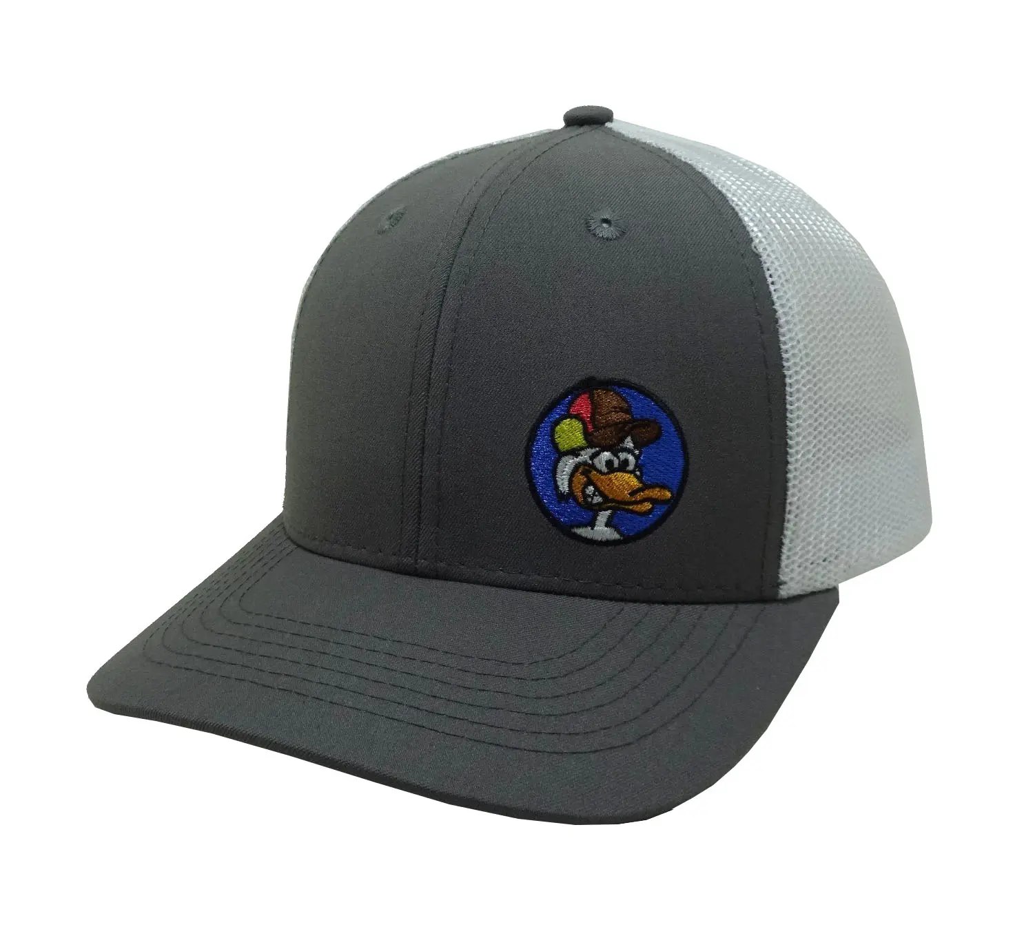2D Embroidery Unisex 6-Panel Curved Brim High Quality Grey Color Medium Profile Trucker Hat from Vietnam Supplier 2