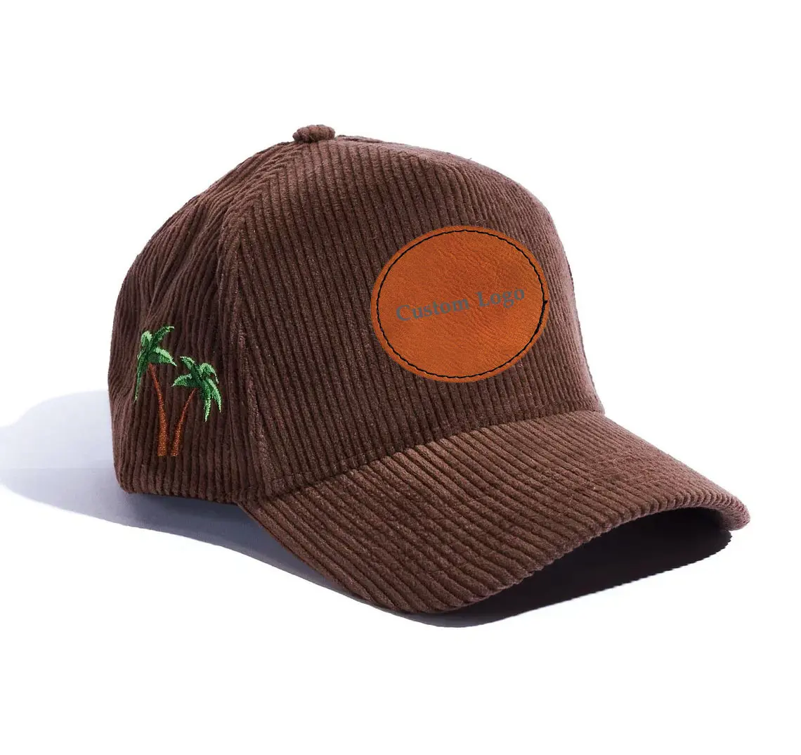 3 Colors Corduroy Hat Wholesale Products Sports Cap Custom Logo 5-Panel Curved Brim High Quality Medium Profile Baseball Cap