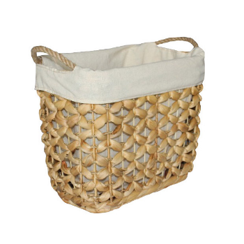 Good Quality Floral Water Hyacinth Basket - Rattan Handles On Both Side And Movable Fabric Lining Natural Stocked Removable 3