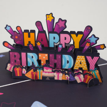 Greeting Birthday Card 3D Card Black Dark Blue Colorful Luxury High Quality Offset Printing Customized 6