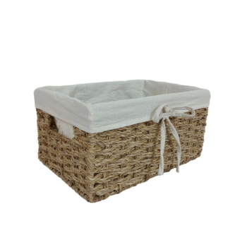 Storage Basket Set of 3 Piece Rectangular Plain Weave Iron Frame Sedge Natural Color with Surface Coating Made In Vietnam 3