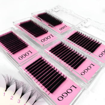 Professional private label false korean fiber faux mink 0.07 C CC DD D curl 8-15mm mixed classic lashes extensions 6