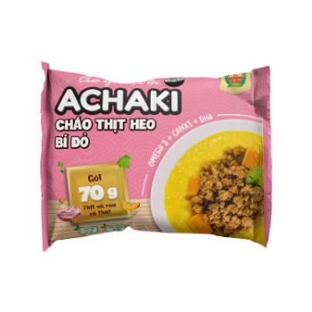 Achaki Pork and squash instant porridge High Specification natural color using for baby packing in bag Made in Vietnam 1