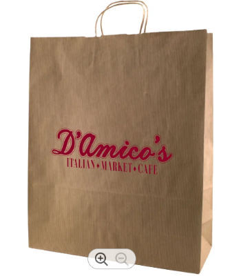 Bring Your Own Logo Printing Restaurant Food Takeaway Grocery Shopping Takeaway Packaging Brown Kraft Paper Bag With Twisted Han 1