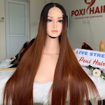 Ombre Brown Color Bone Straight Wig Weft Hair Extensions human hair wigs 100% Human Hair Vendors Made In Vietnam 3