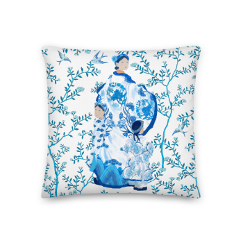 Printed Cushion Cover Mother and Children Scenic Toile 45x45cm Halinhthu Casa 100% Polyester From Vietnam 100% Polyester 4