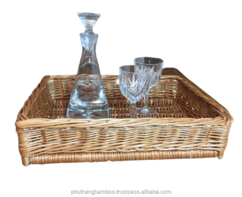 Top Brand Selling OEM ODM Classical Cheap Price Low MOQ Best Selling Set Of Two Long Serving Tray Made From Bamboo Rattan 1