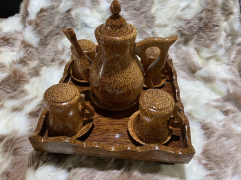 Best Price Teapot And Cup Set Make From Wooden Coconut For Tea Dark Brown All Seasons From Vietnam Manufacturer 3