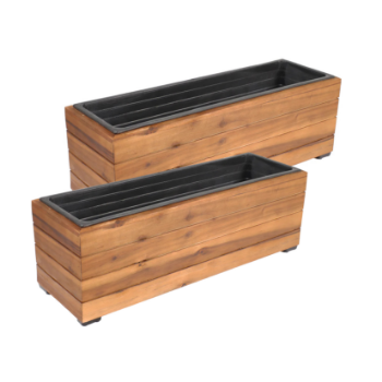 Rectangle Hardwood Planter With Plastic Pot Inside Competitive Price Solid Wood Flower Pot Packed In Carton Box Made In Vietnam 3