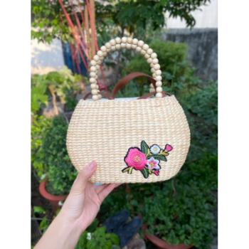 Water Hyacinth Bag Good Quality Handicraft For Holiday Decoration Classic Style Light Brown Color Vietnamese Manufacturer 2