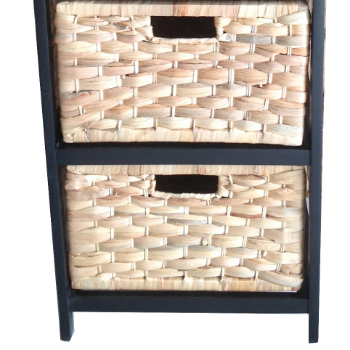 High Quality Cabinets Black Wooden Frame With 3 Water Hyacinth Drawers Store Accessories And Keep Your Living Space Organized 6