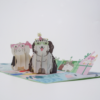 Dog And Cat Birthday Card Colorful Unique Design Good Quality Offset Printing Customized Made In Vietnam 6