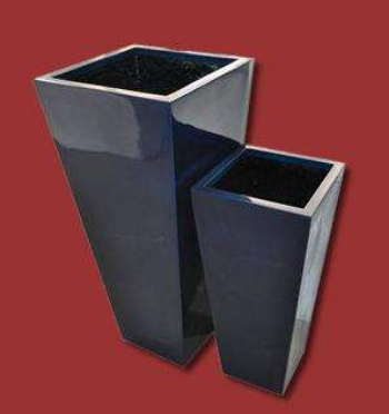 Decorative Matt Grey Indoor & Outdoor Tall Square Taper UV Glossy Flower Pots & Planters 4