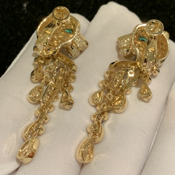 Well Known Brand Customized earrings in 18k Yellow Gold with Diamonds Emeralds High Quality VGEMS From Vietnam Manufacturer 2