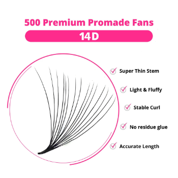 PreMade Eyelash Extensions Fans 14D 0.03 C High Quality Handmade Using For Beauty Pack In Shockproof Box Vietnam Manufacturer 2