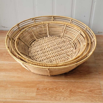 Cheap Price Good Products Storage Basket Top OEM ODM Set Of Two Bamboo Rattan Basket Mix Brown White Color 3