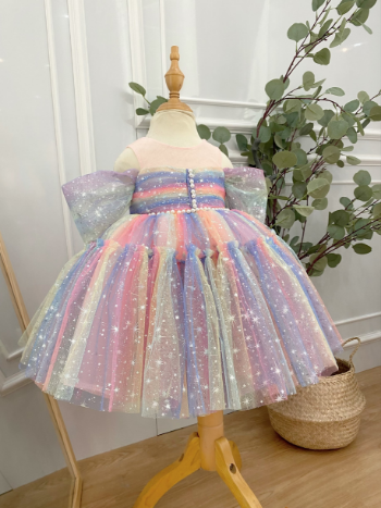 1-10T High Quality Children's Dress Tutu Round Neck Princess Dress Packed in plastic bags made in Vietnam 3