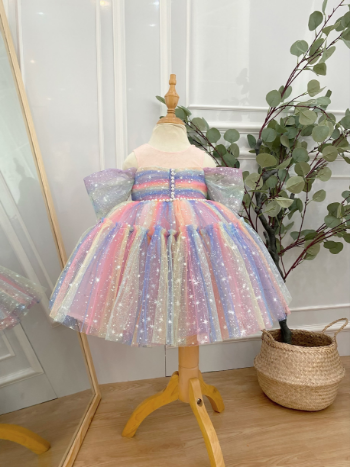 1-10T High Quality Children's Dress Tutu Round Neck Princess Dress Packed in plastic bags made in Vietnam 6