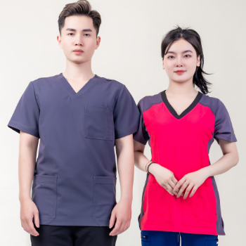 Scrubs Medical Scrubs Uniform Nurse Good Quality Shirt Well-priced WRAP Polybag Made in Vietnam Manufacturer 6