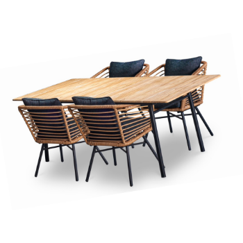 Flow Dining Set Dt406 Wicker Material Durable Living Room Customized Standard Packing Ista 1A Vietnam Manufacturer 3