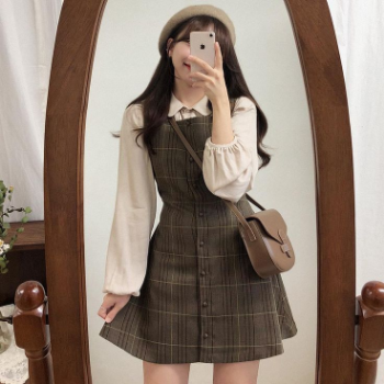 Custom Cute Plaid College Dress Set: Spring Vintage Fashion at Affordable Premium Quality from Vietnam Manufacturer 2