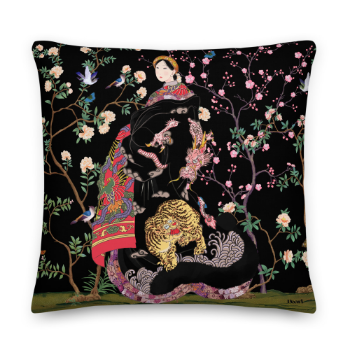 Halinhthu Casa Printed Cushion Cover Powerful Queen In Dragon And Tiger Robe In Black 45x45cm 100% Polyester From Vietnam 1