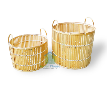 Competitive Bamboo Basket Handicraft For Home Decoration Living Room Customize Packing From GreenHouse VietNam Manufacture 1