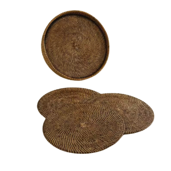 Rattan Woven Tablemats Natural Placemats and Coaster Handwoven wall decor basket wholesale 4