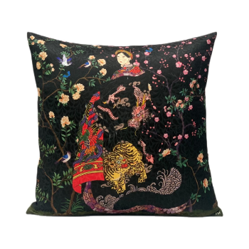 Halinhthu Casa Printed Cushion Cover Powerful Queen In Dragon And Tiger Robe In Black 45x45cm 100% Polyester From Vietnam 8