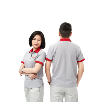 Best Selling Grey+Red Short Sleeve Polo Shirt drop shoulder For Both Men And Women Custom Logo And Packaging Supported 6