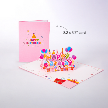 Greeting Birthday Card Pop Up Pink Best Choice Unique Design High Quality Offset Printing Customized 6