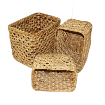 Good Quality Floral Water Hyacinth Basket - Rattan Handles On Both Side And Movable Fabric Lining Natural Stocked Removable 6