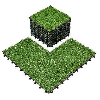 9PCS 12''x12''X1.26" FresGard Artificial Grass with Acacia Wood Fast Delivery Garden Decor Grass for Entryway Tile Landscape Edging 6