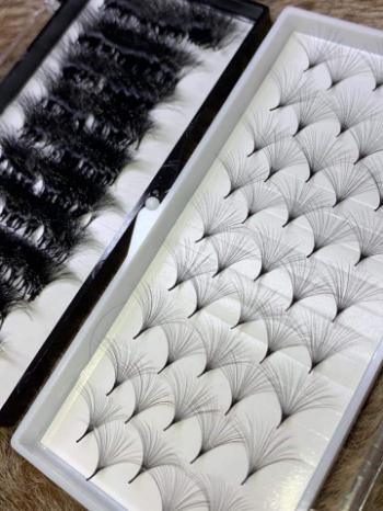 12D Premade Eyelash Fans Manufacturer Volume Fans Eyelash Extension Customized Pre Made Fans 2D 3D 5D 6D 9D 10D Glitter Black 3