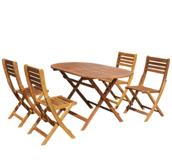 Factory Price Garden Outdoor Furniture Modern Wooden Dining Table Set Oval Patio Furniture Vietnam Manufacturer