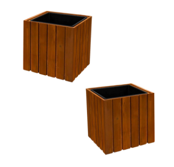 Factory Price Hardwood Square Planter With Plastic Pot Inside Wholesale Custom Natural Wood Outdoor Plant Pot From Vietnam Manufacturer 5