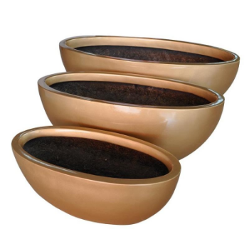 Wholesale UV Glossy Indoor & Outdoor Metallic Gold Flower Pots & Planters Oval Planters 6