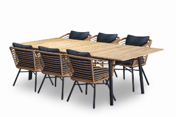 Flow Dining Set Dt406 Wicker Material Durable Living Room Customized Standard Packing Ista 1A Vietnam Manufacturer 6