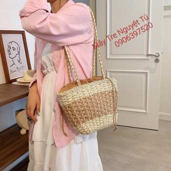 New Item From Vietnam Travel Beach Woven Handbag Woven Shoulder Bag Beach Bag Crochet Knit Purse for Women Girl  From Manufacturer Vietnam 2024 2