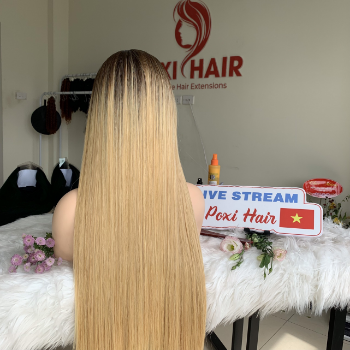 Ombre Blonde Color Bone Straight Wig Weft Hair Extensions human hair wigs 100% Human Hair Vendors Made In Vietnam 7