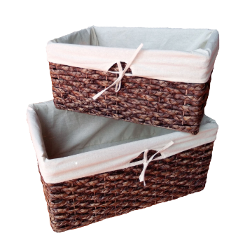 Set Of 4 Braid Weaving Water Hyacinth Baskets Stocked Folding Handles Storage Water Hyacinth Customized 8