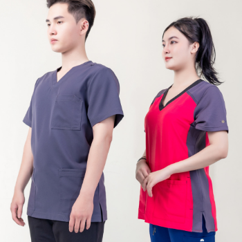 Scrubs Uniforms Medical Scrubs Fast Delivery Shirt ODM Cotton a Carton Box from Vietnam Manufacturer  2