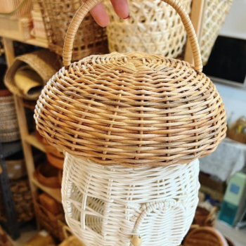 Customized Color Mushroom Rattan Storage Basket Home Decoration High Quality Rattan Plant Stand Wholesale Vietnam Manufacturer 1