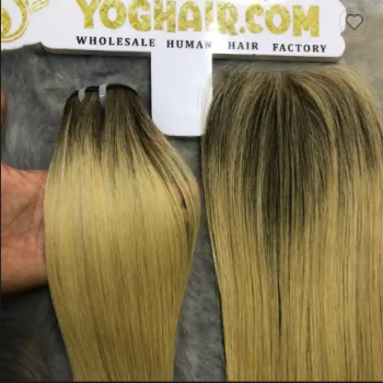 Human Hair Weft 100% Vietnamese Hair Closure Ombre Blond Pink Color High Quality Product Wholesale Price 2