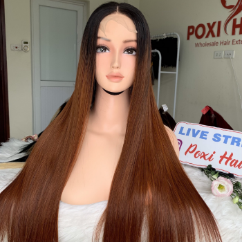 Ombre Brown Color Bone Straight Wig Weft Hair Extensions human hair wigs 100% Human Hair Vendors Made In Vietnam 6