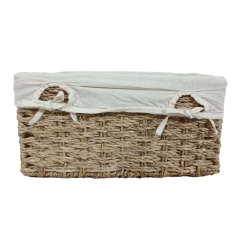 Hot Model Storage Laundry Blank Organizer Set of 3 Thick Knitted Hyacinth Flat Straps Basket Boat Shape from Vietnam 5