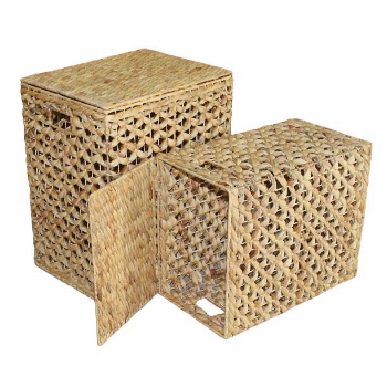 High Quality Water Hyacinth Hampers Floral Weaving And Rice Nut Lid Stocked Laundry Storage Water Hyacinth Customized 4