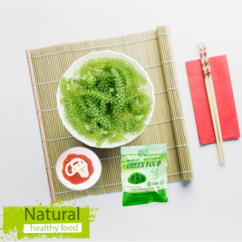 Laver Variety Dried Green Food Characteristics Seasoned Salted Sea Grapes - Organic seaweed - Umibudo - 100 Grams With Zipper 3